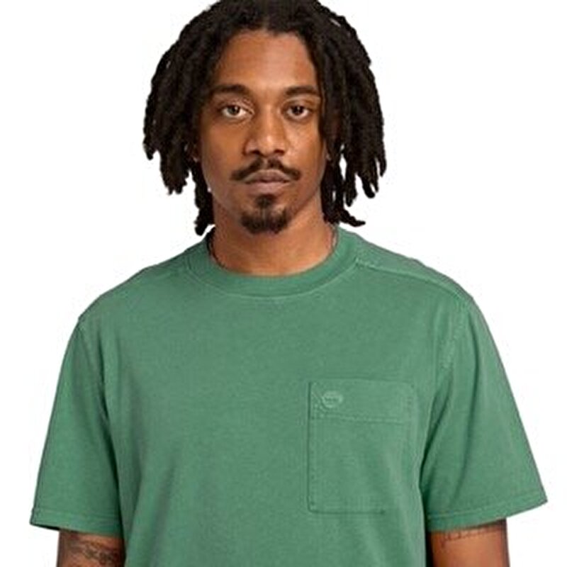 Unisex Gri Merrymack River Göğüs Cepli Tişört