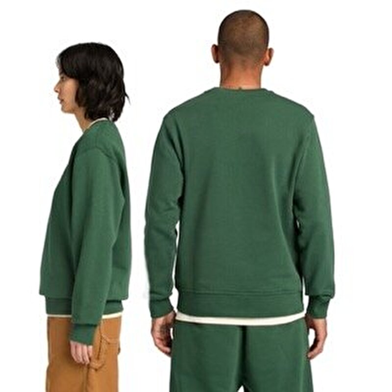 Unisex Yeşil Silikon Logolu Bisiklet Yakalı Sweatshirt